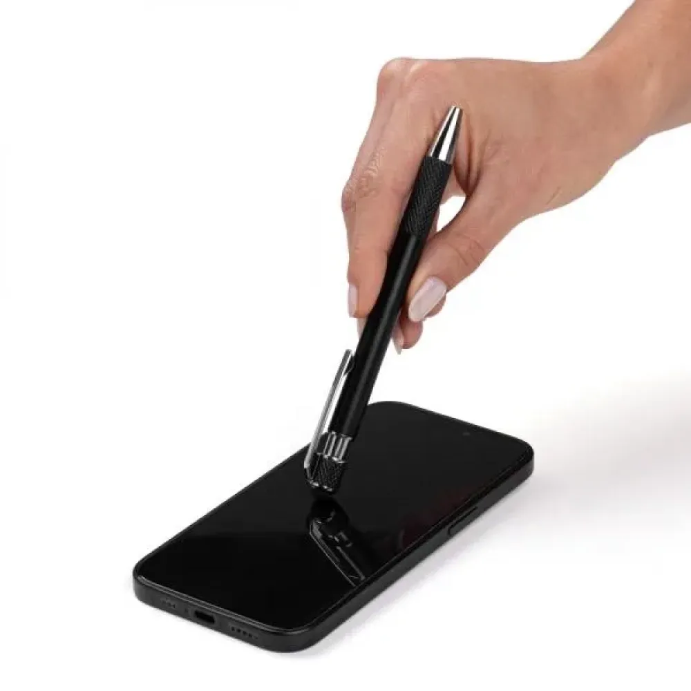 CANETA ESFEROGRÁFICA EM ALUMINIO RECICLADO - PRETA