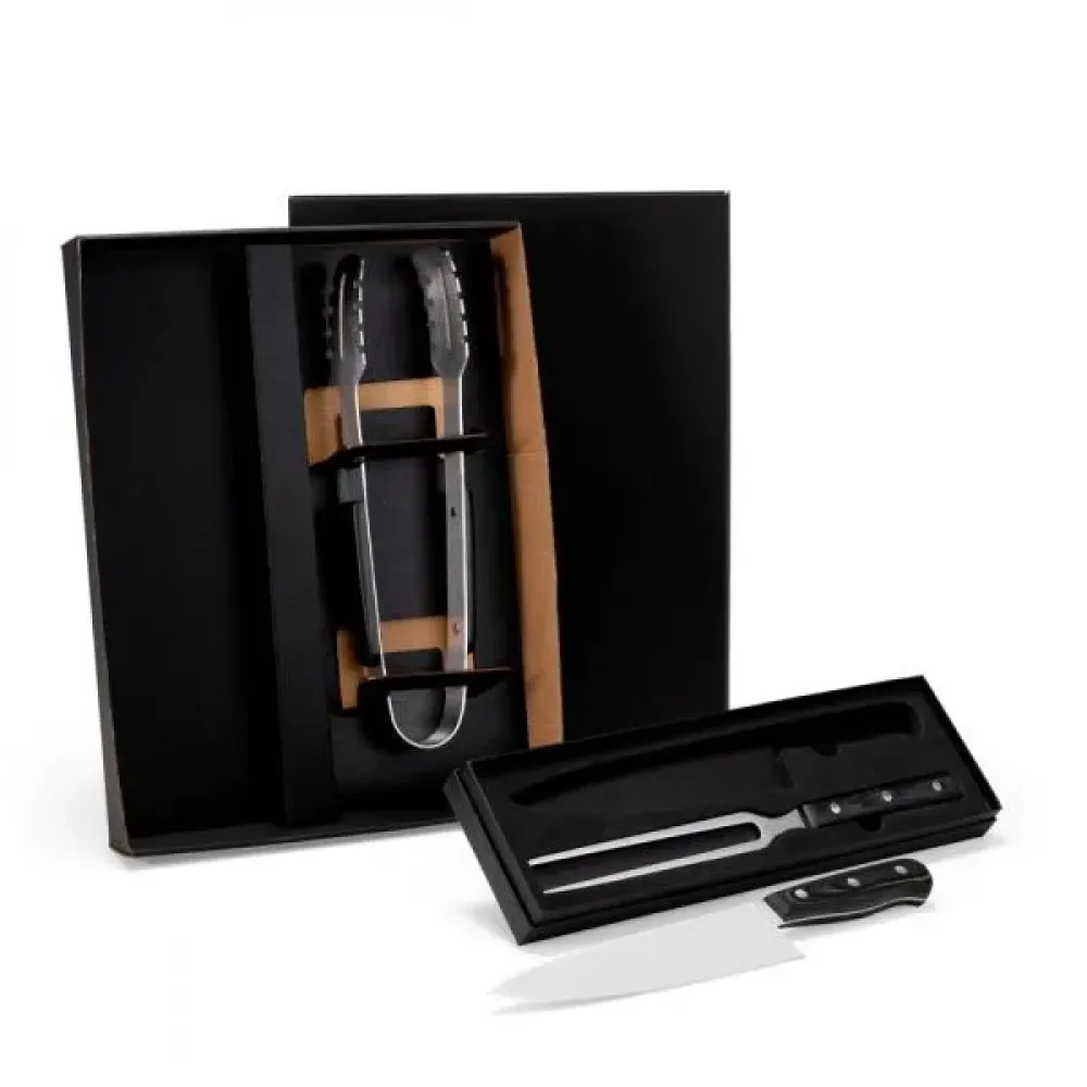 CONJ. PARA CHURRASCO PREMIUM EM MADEIRA / INOX