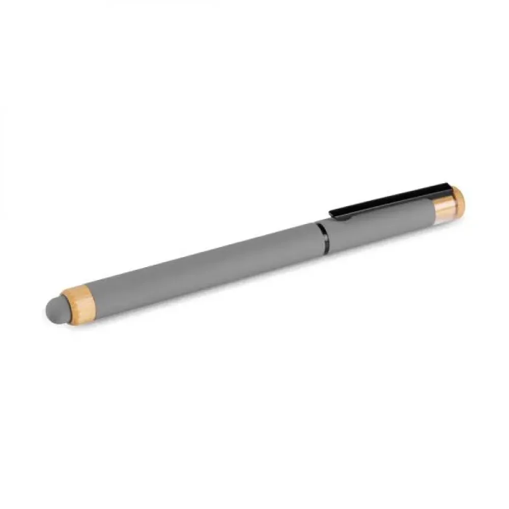 CANETA ROLLER EM ALUMÍNIO RECICLADO /  BAMBU - CINZA-CR-92002-900