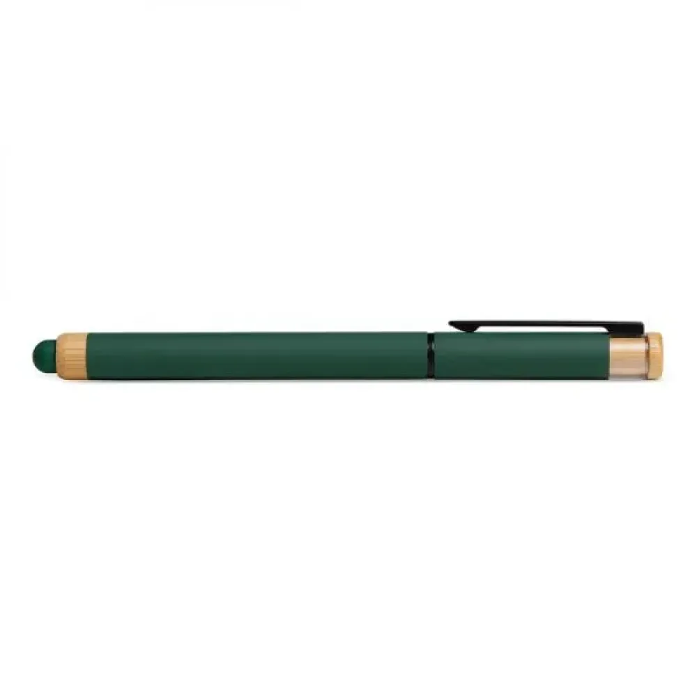 CANETA ROLLER EM ALUMÍNIO RECICLADO /  BAMBU - VERDE