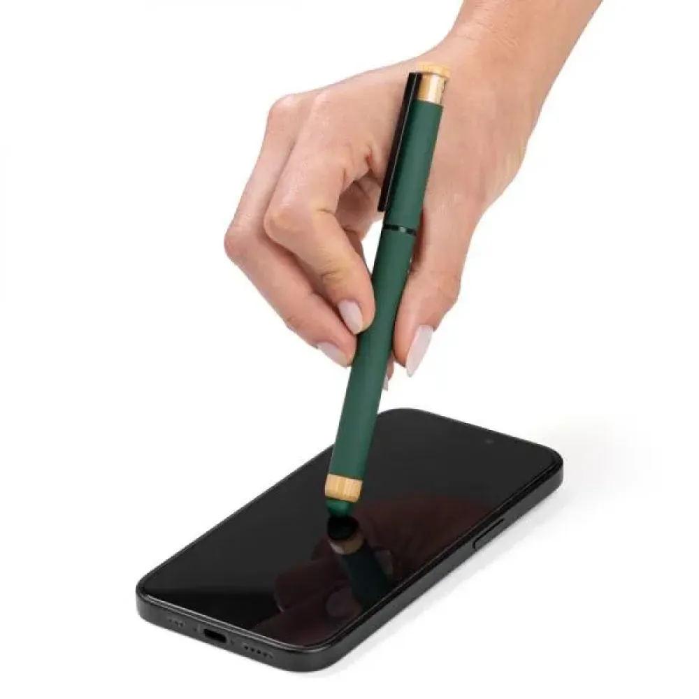 CANETA ROLLER EM ALUMÍNIO RECICLADO /  BAMBU - VERDE