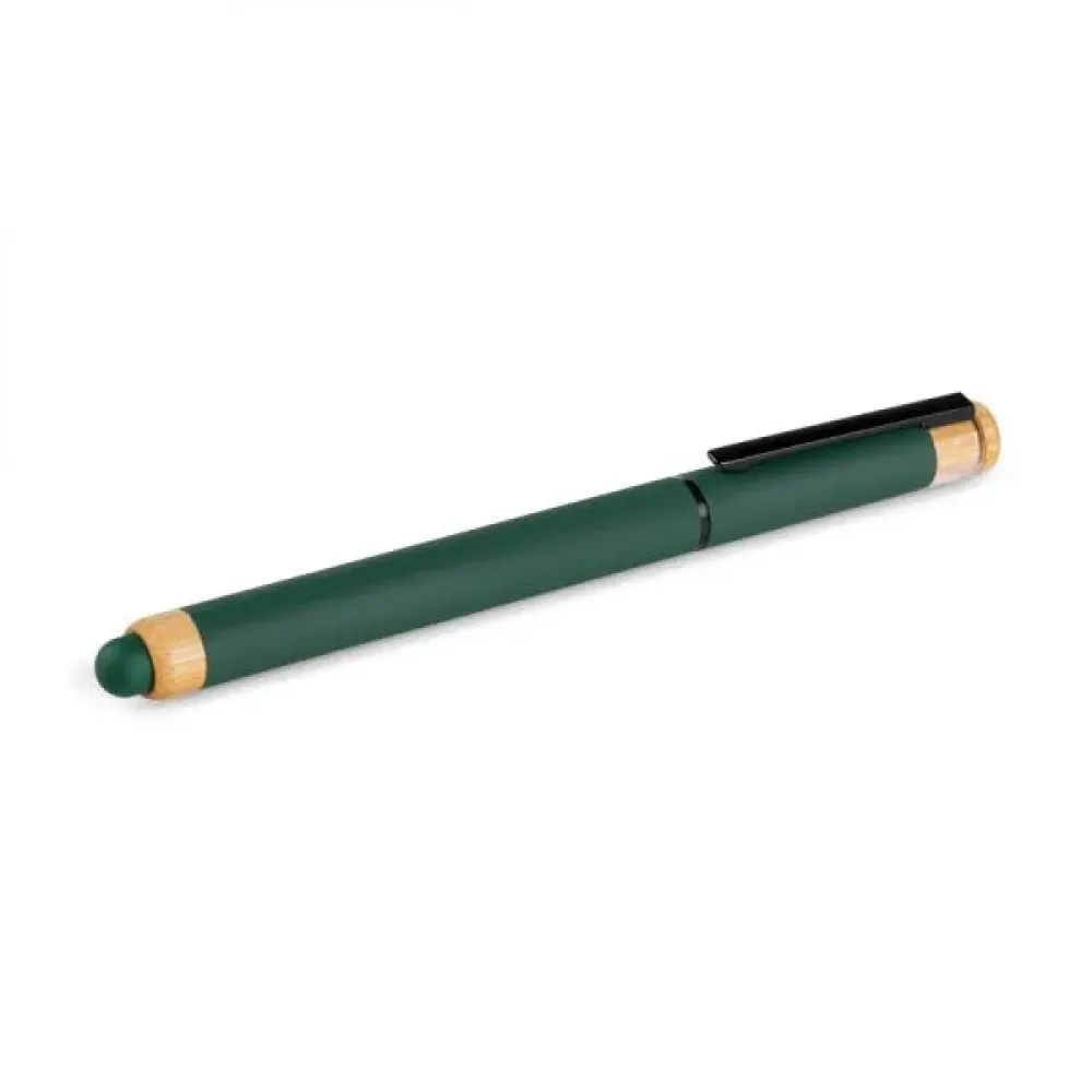 CANETA ROLLER EM ALUMÍNIO RECICLADO /  BAMBU - VERDE-CR-92005-900