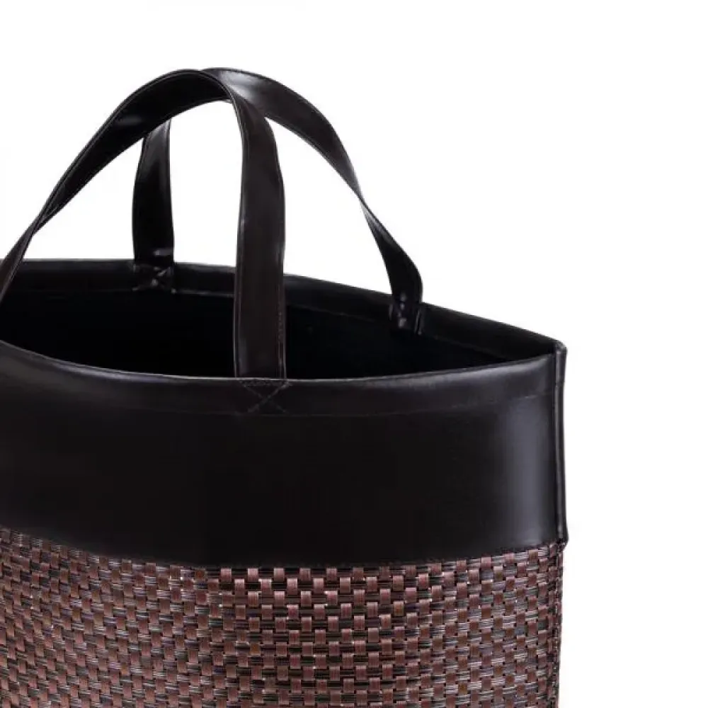 SACOLA EM PVC E MATERIAL SINTÉTICO - PREMIUM - MARROM/XADREZ - 48X33X13 CM
