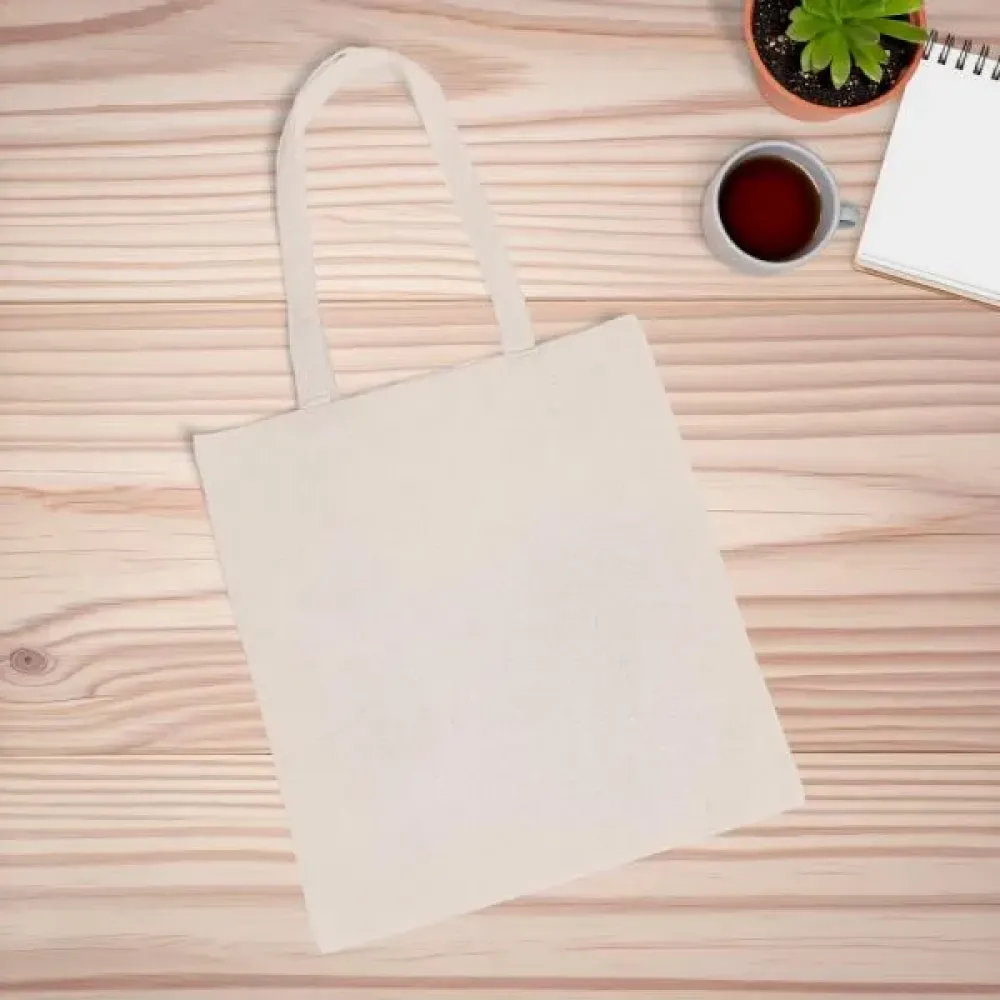 SACOLA / ECOBAG EM ALGODÃO RECICLADO - NATURAL - 38X42CM