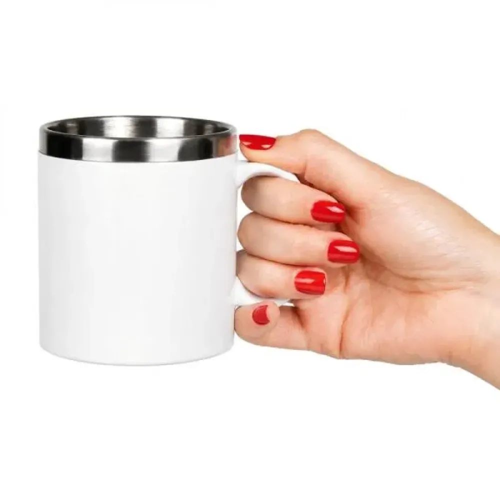 CANECA EM AÇO INOX/POLIESTIRENO - 300 ML