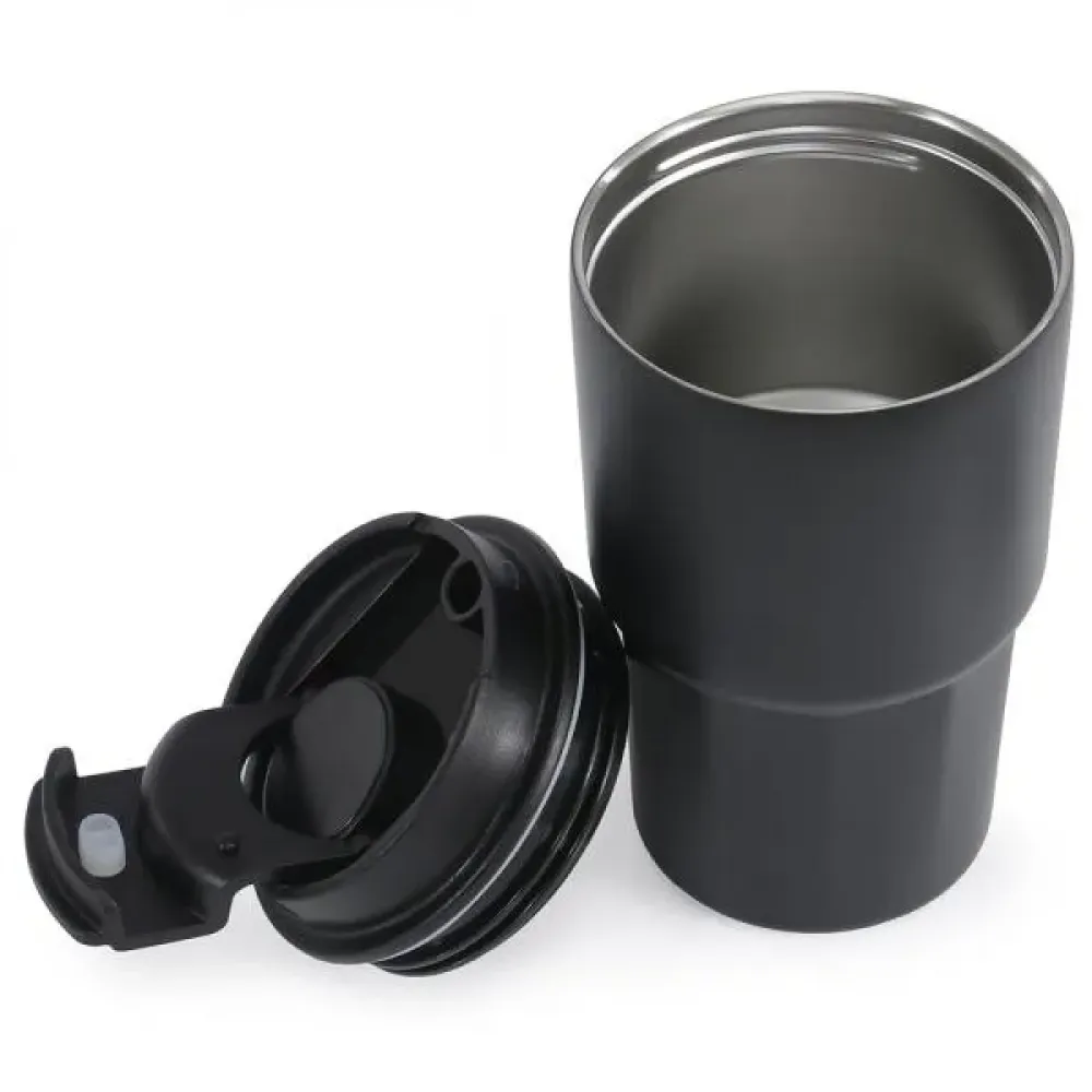 COPO TÉRMICO EM AÇO INOX - PRETO - 450 ML