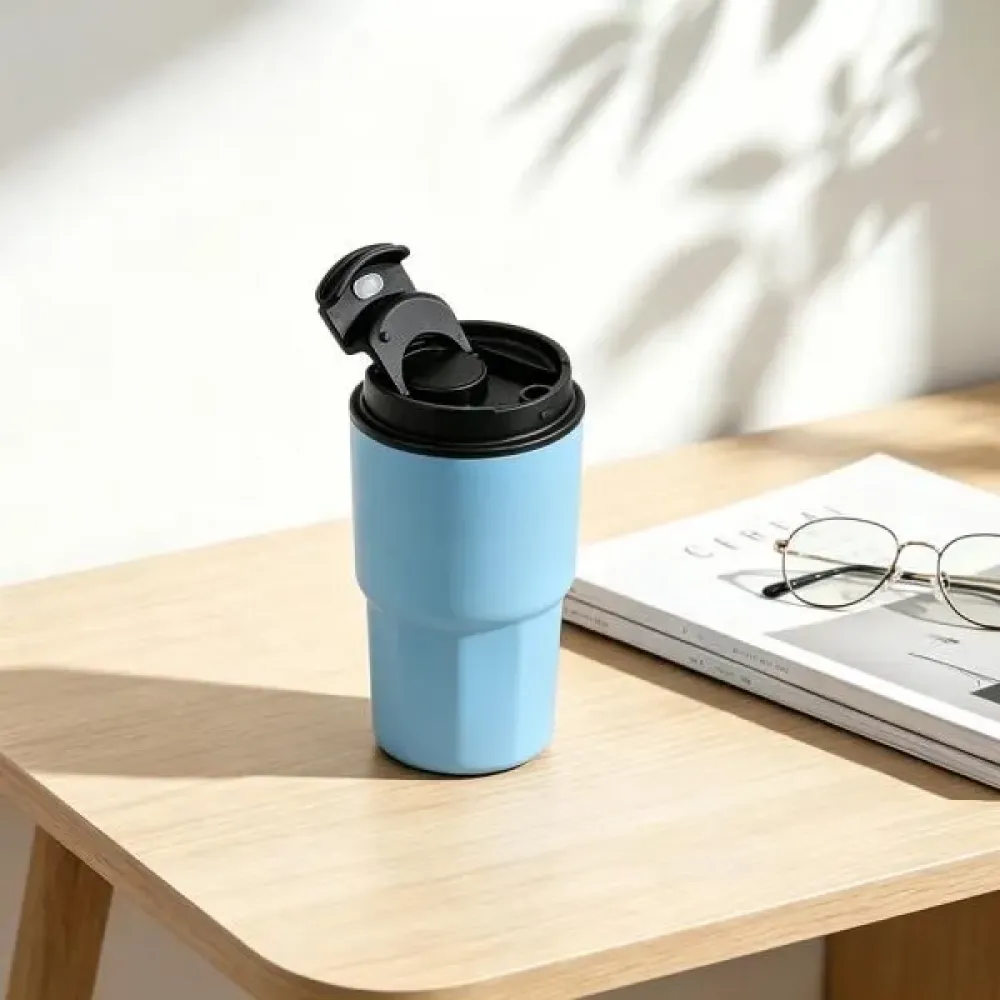 COPO TÉRMICO EM AÇO INOX - AZUL CLARO - 450 ML