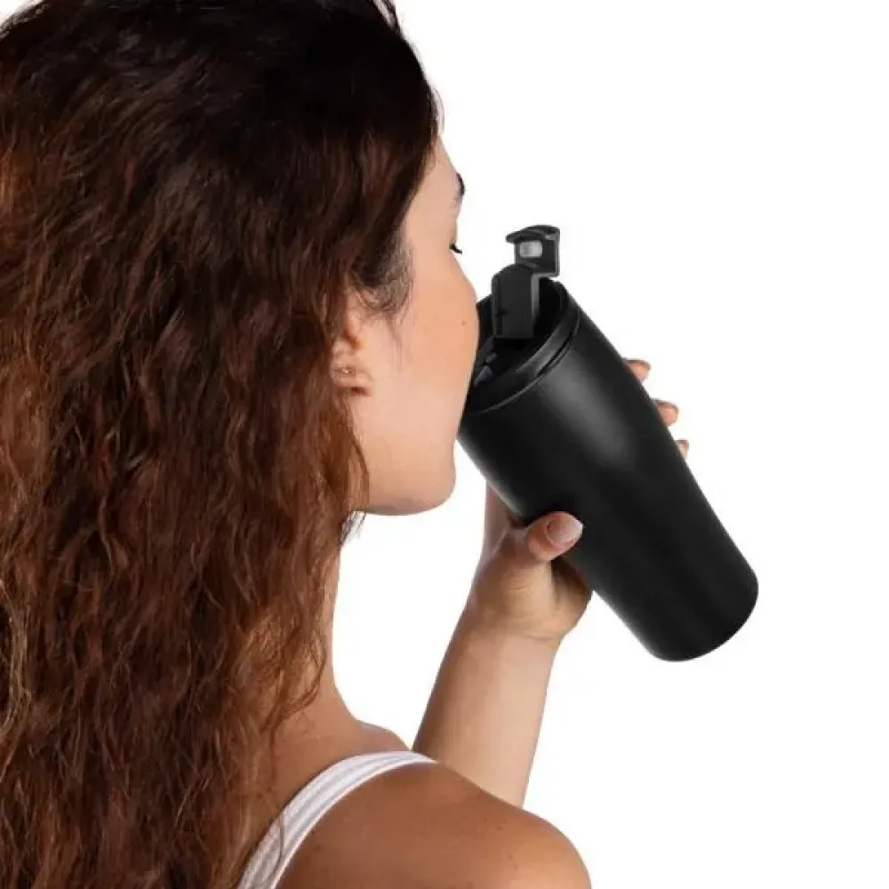 COPO DUPLA CAMADA EM ALUMÍNIO RECICLADO  - PRETO - 500 ML