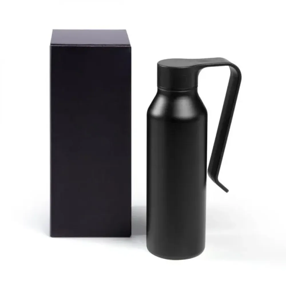 GARRAFA CAMADA DUPLA EM ALUMÍNIO RECICLADO - PRETA - 450ML-IS-01561