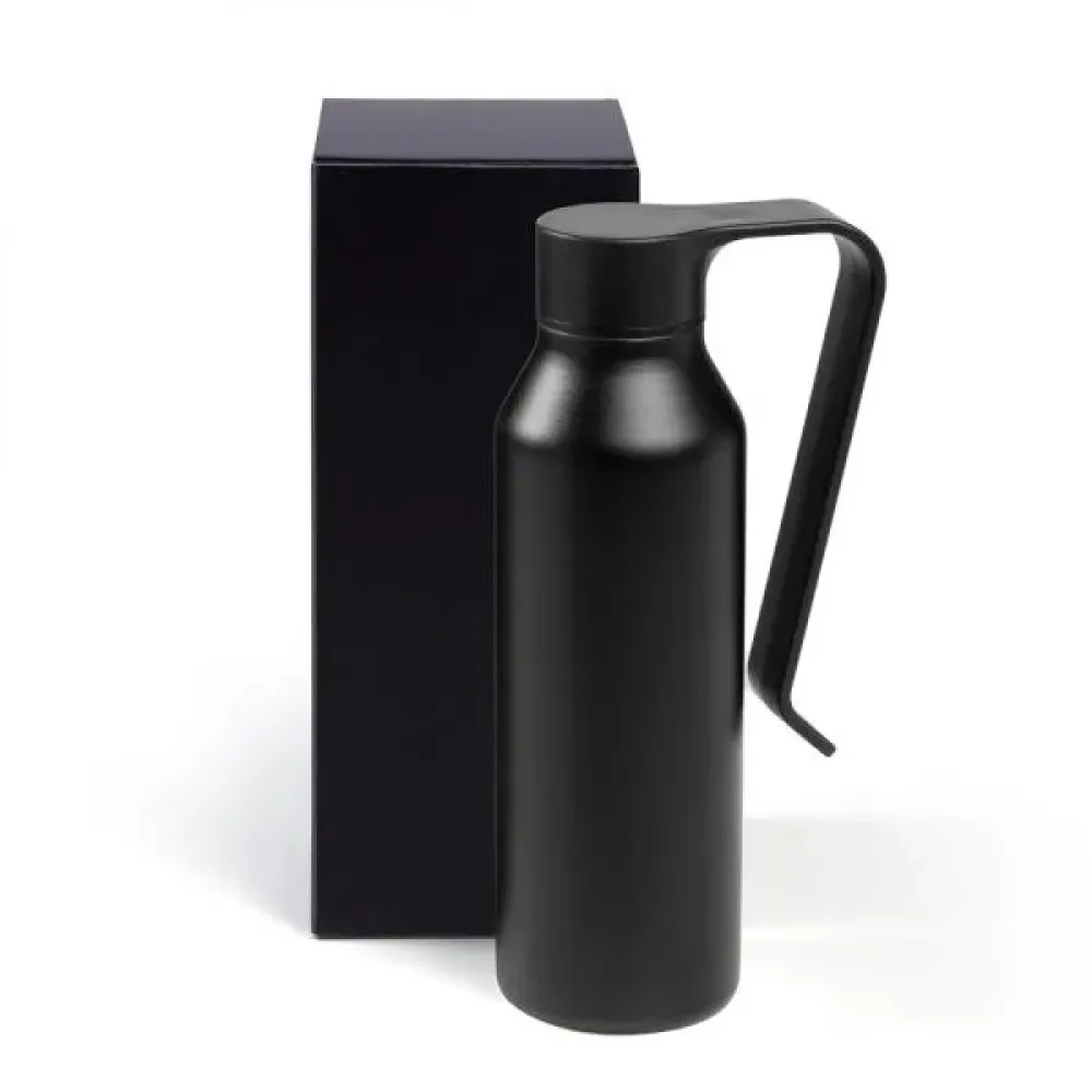 GARRAFA CAMADA DUPLA EM ALUMÍNIO RECICLADO - PRETA - 450ML