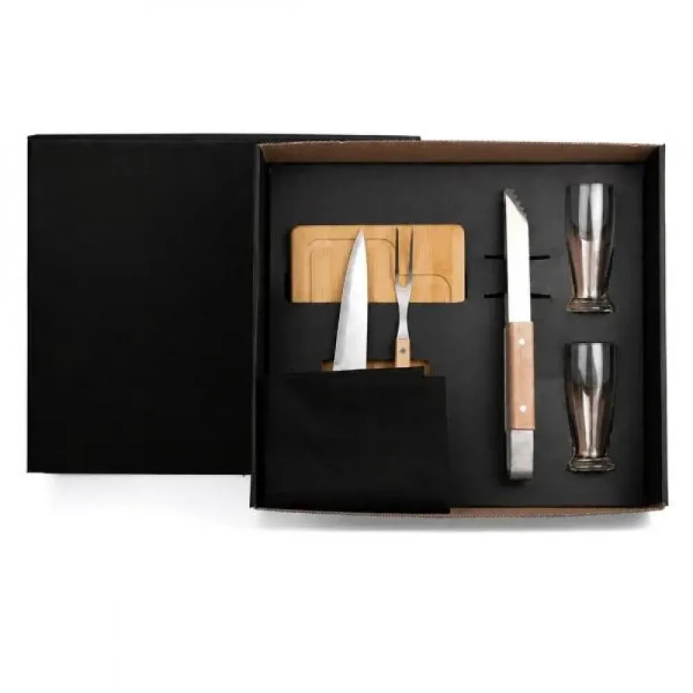 KIT PARA CHURRASCO / CERVEJA COM PEGADOR - 7 PÇS