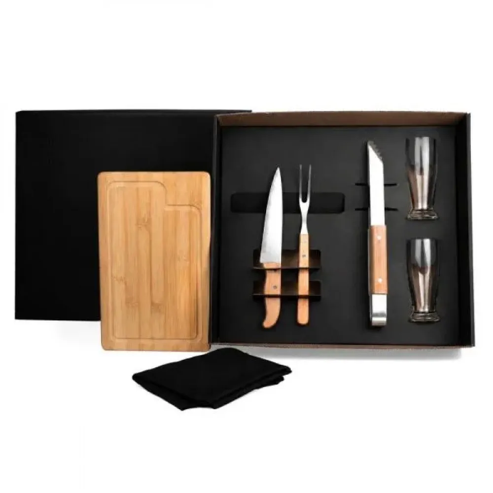 KIT PARA CHURRASCO / CERVEJA COM PEGADOR - 7 PÇS