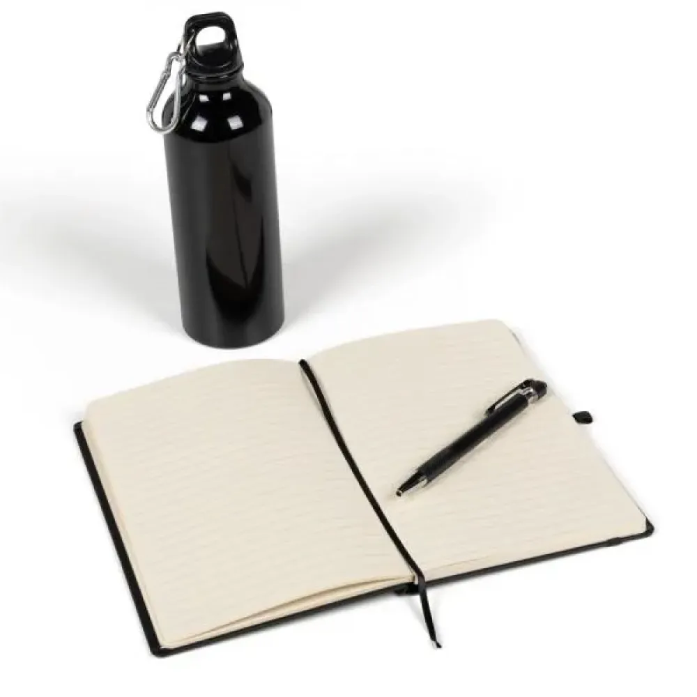 KIT SQUEEZE, CADERNETA E CANETA - PRETO - 3 PÇS