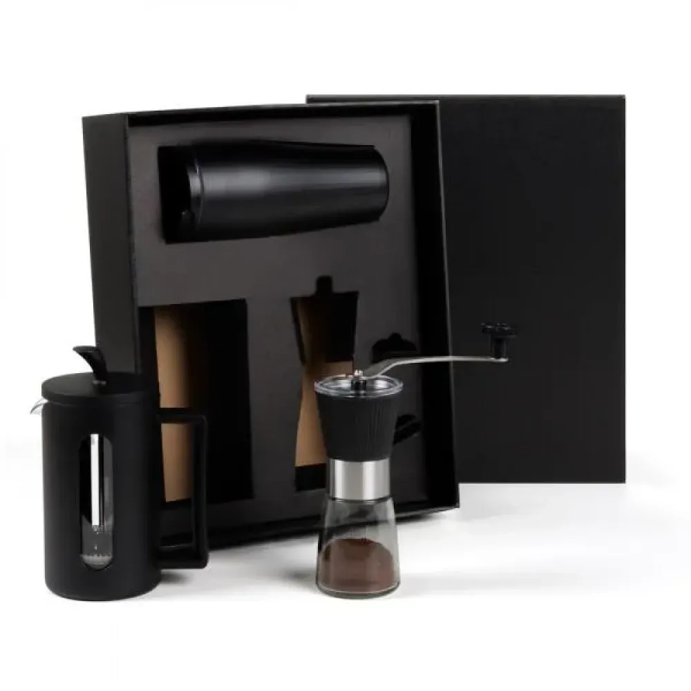 KIT CAFETEIRA, MOEDOR E COPO DUPLA CAMADA - 3 PÇS