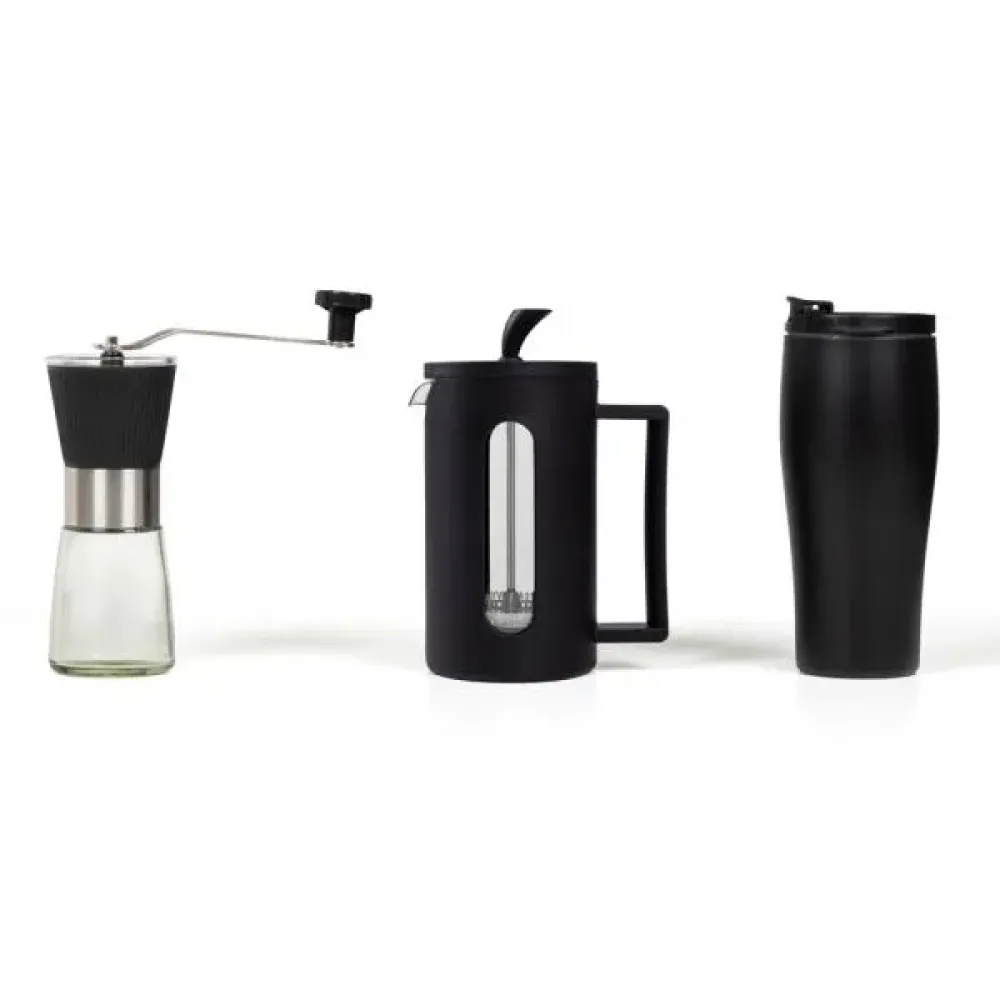 KIT CAFETEIRA, MOEDOR E COPO DUPLA CAMADA - 3 PÇS
