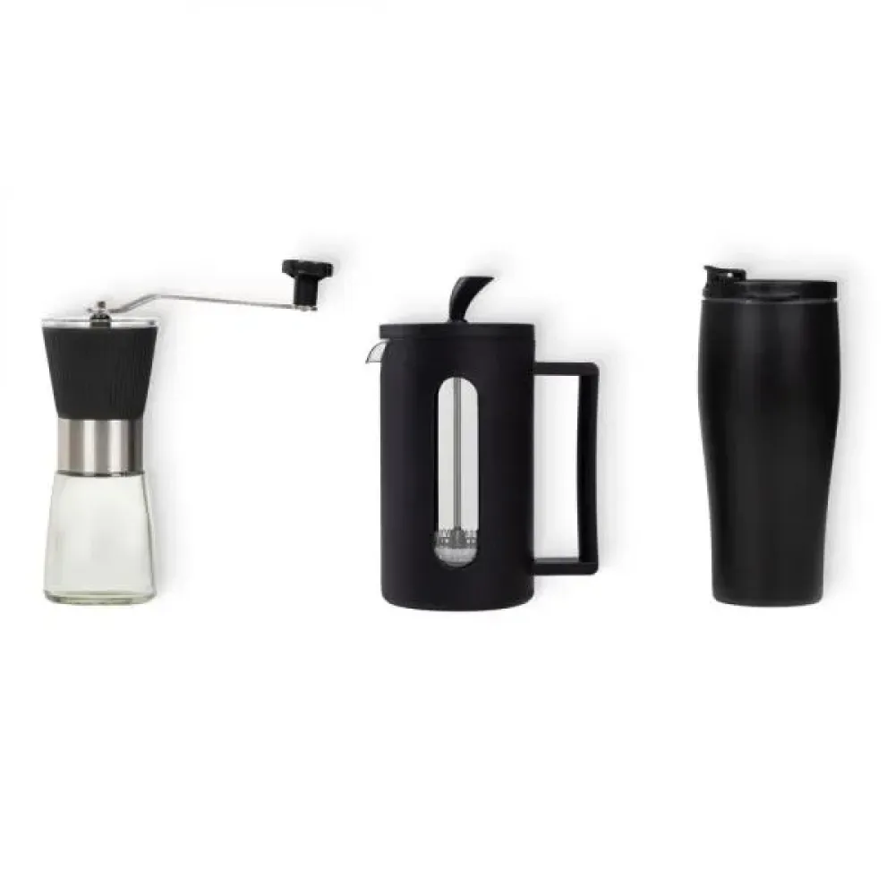 KIT CAFETEIRA, MOEDOR E COPO DUPLA CAMADA - 3 PÇS