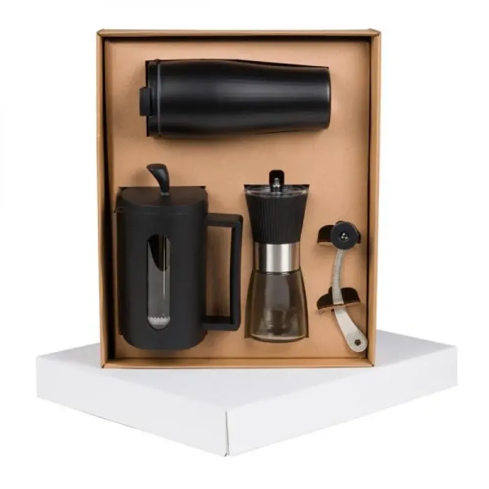 KIT CAFETEIRA, MOEDOR E COPO DUPLA CAMADA - 3 PÇS