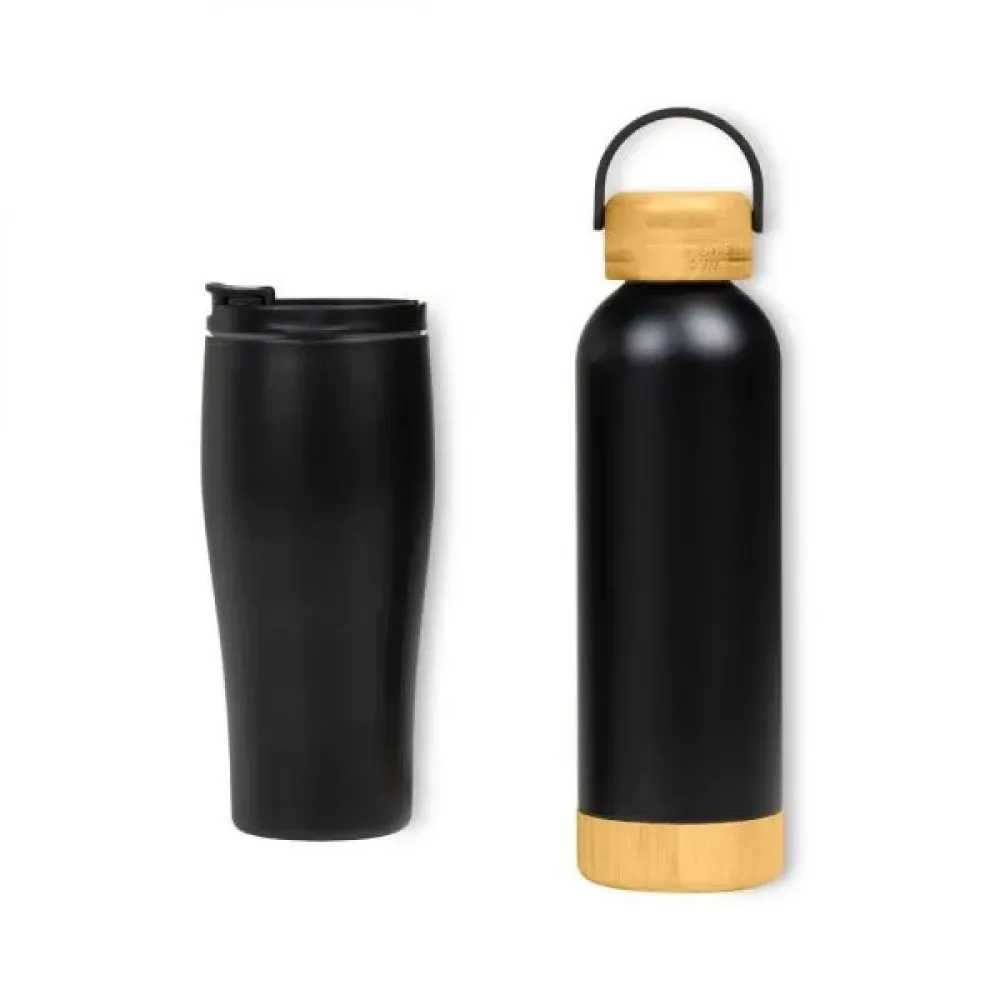 KIT COPO DUPLA CAMADA E GARRAFA - 2 PÇS