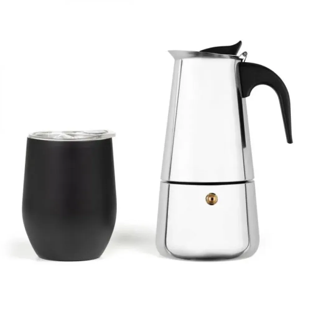 KIT CAFETEIRA ITALIANA E COPO TÉRMICO - 2 PÇS
