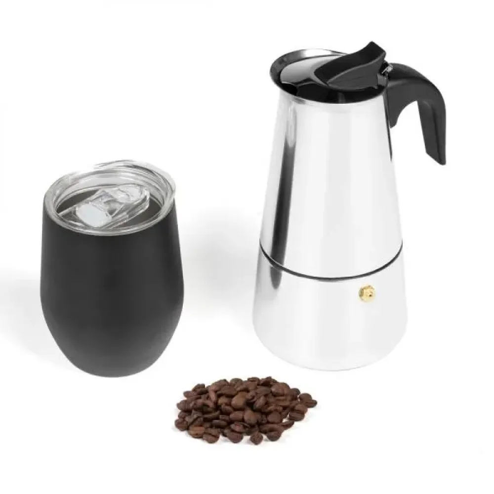 KIT CAFETEIRA ITALIANA E COPO TÉRMICO - 2 PÇS