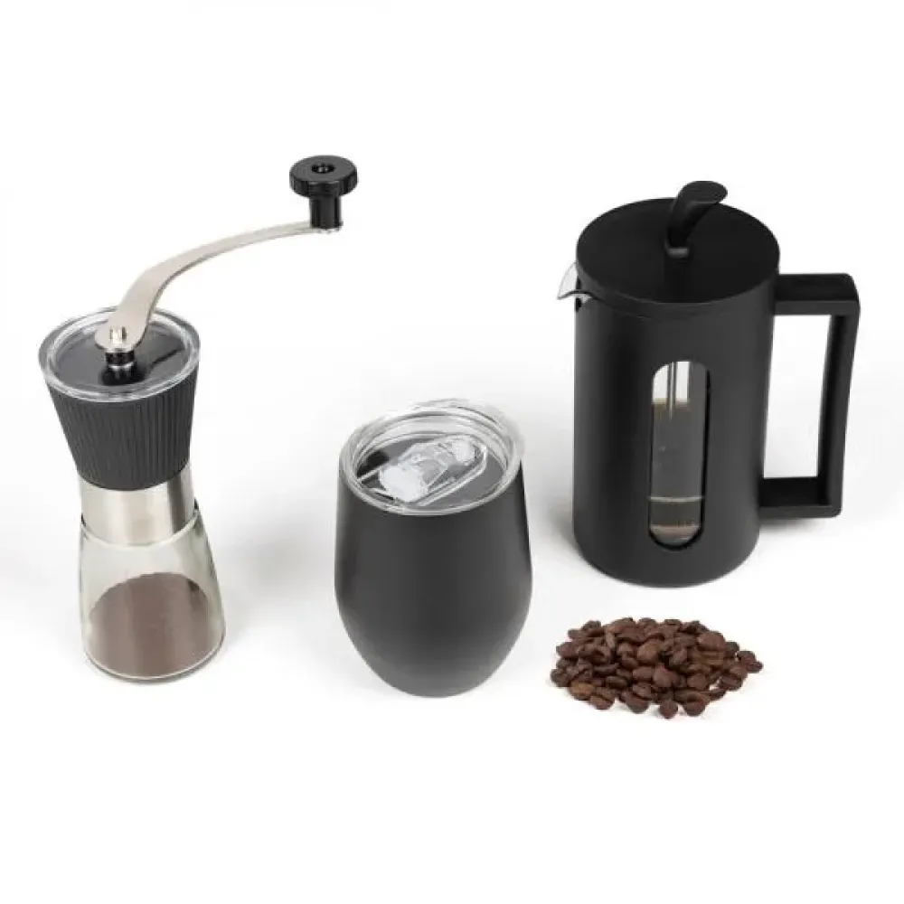 KIT CAFETEIRA, MOEDOR E COPO TÉRMICO - 3 PÇS