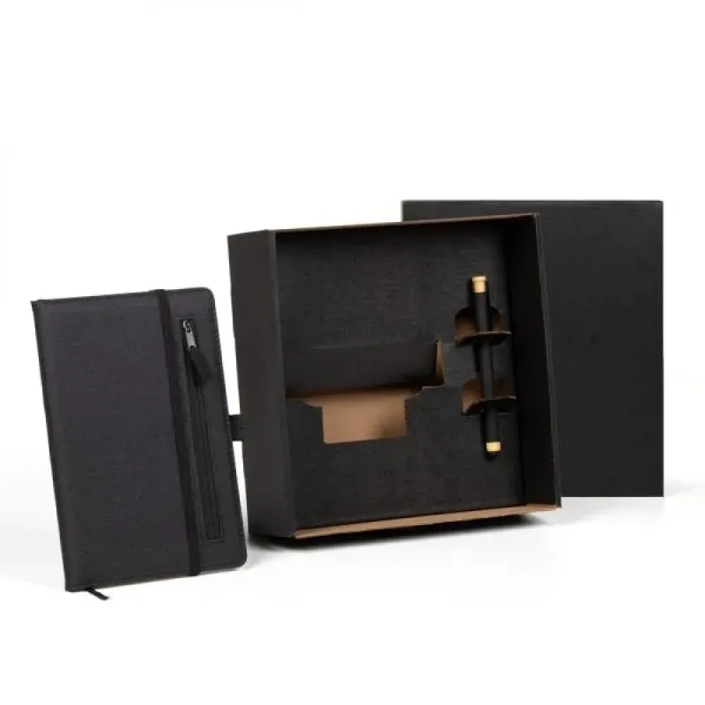 CADERNO P/ ANOTAÇÕES COM CANETA - PRETO