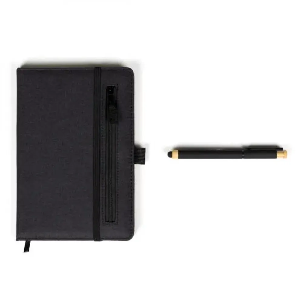 CADERNO P/ ANOTAÇÕES COM CANETA - PRETO