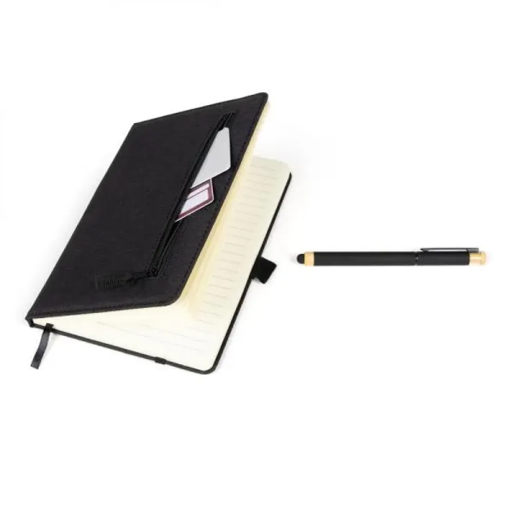 CADERNO P/ ANOTAÇÕES COM CANETA - PRETO