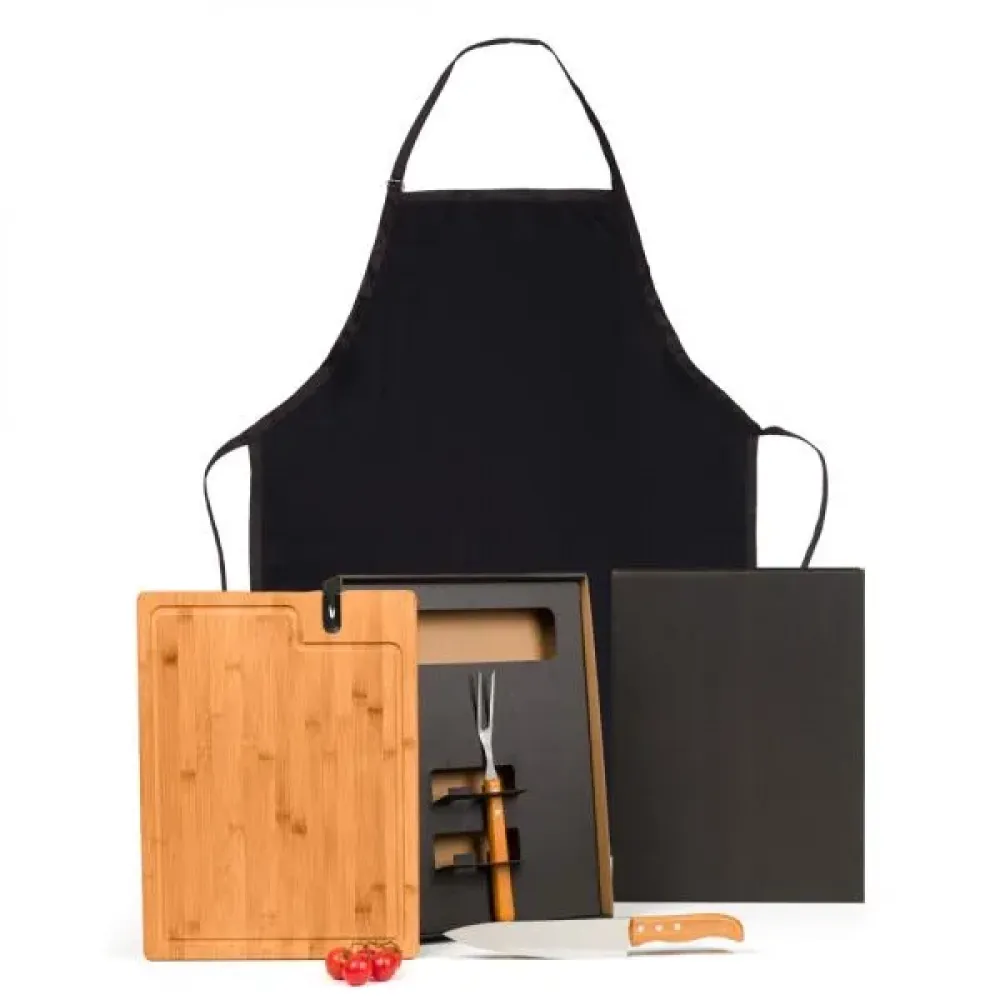 CONJ. PARA CHURRASCO EM BAMBU COM AMOLADOR - 5 PÇS-KT-90606