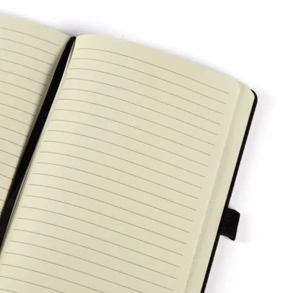 CADERNO FSC C/ PAUTA E ZÍPER - CAPA EM RPET PRETO - 14X21CM