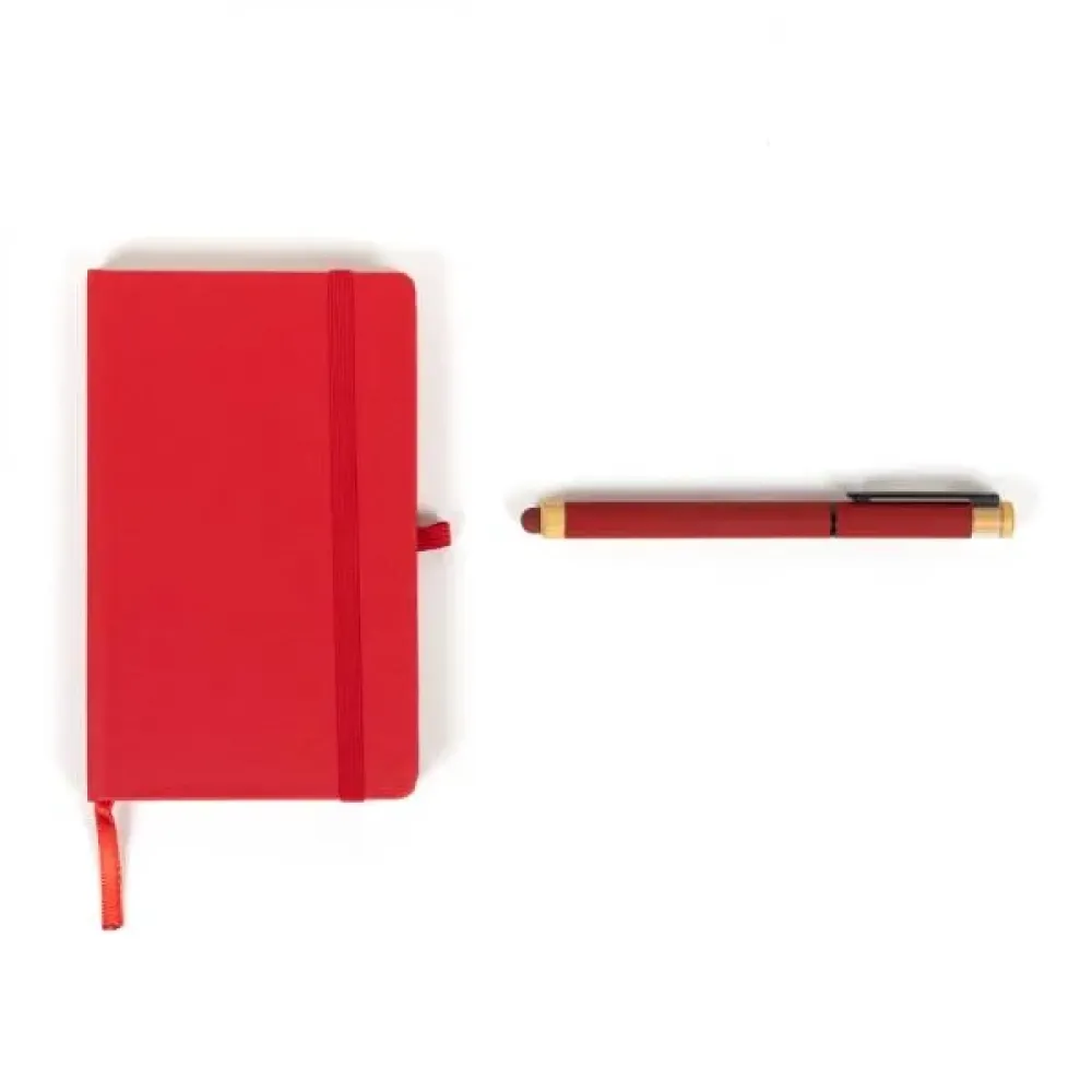 CADERNETA P/ ANOTAÇÕES COM CANETA - VERMELHO