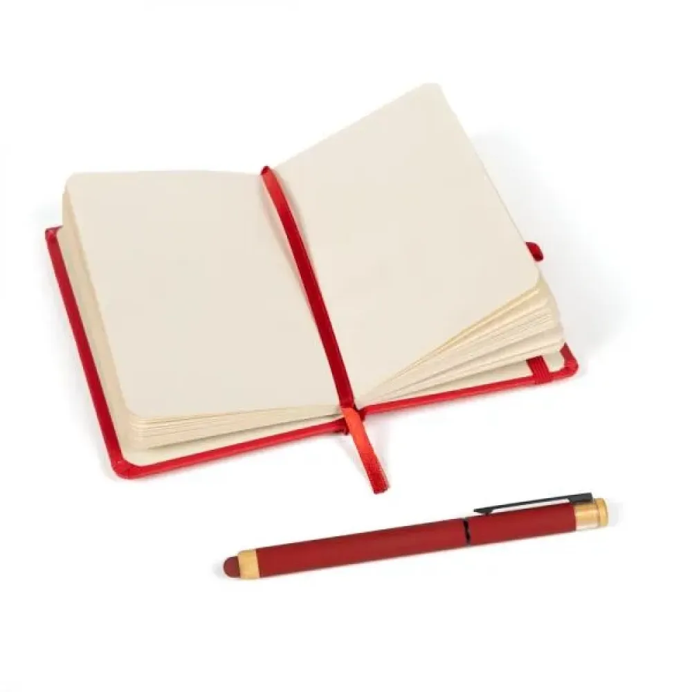 CADERNETA P/ ANOTAÇÕES COM CANETA - VERMELHO