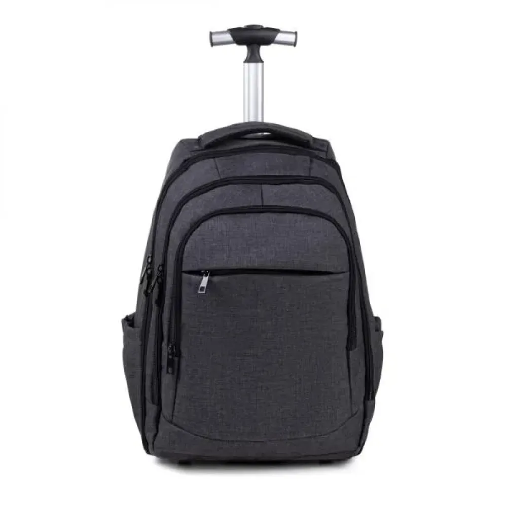 MOCHILA EM RPET COM RODINHAS - MELANGE CINZA ESCURO