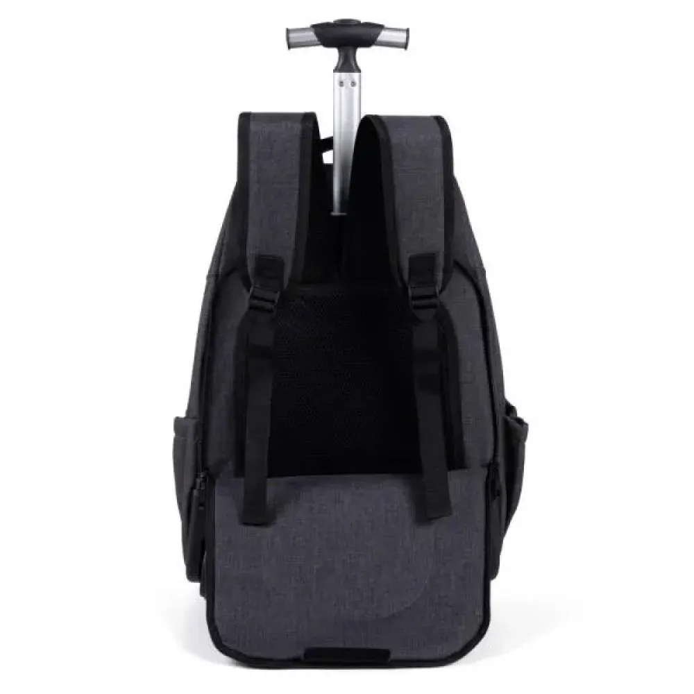 MOCHILA EM RPET COM RODINHAS - MELANGE CINZA ESCURO