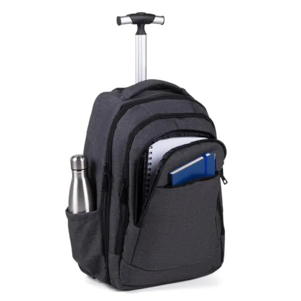 MOCHILA EM RPET COM RODINHAS - MELANGE CINZA ESCURO