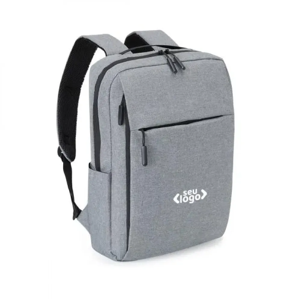 MOCHILA EM POLIÉSTER 300D - MELANGE CINZA - 14L