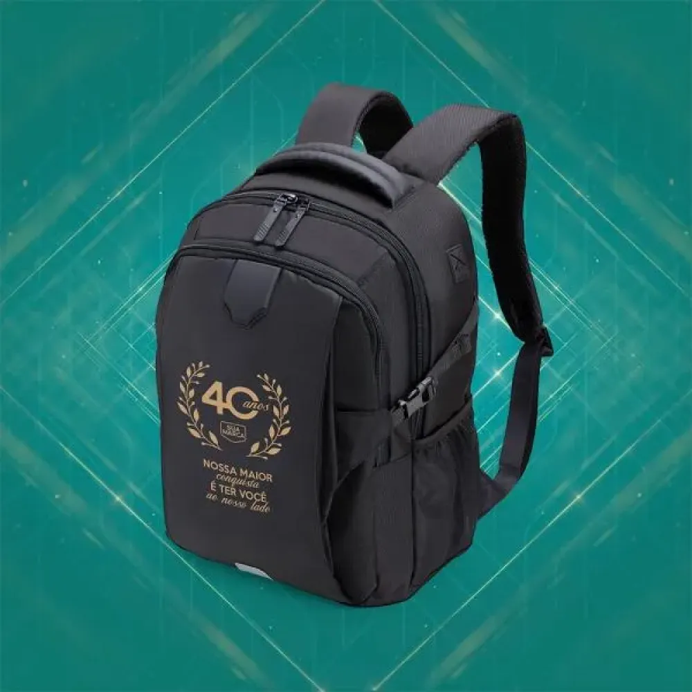 MOCHILA EM POLYESTER/PU - PREMIUM - 22L - PRETA