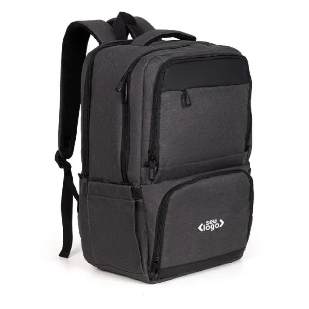 MOCHILA COM BOLSO TÉRMICO EM RPET - CINZA ESCURO - 24L