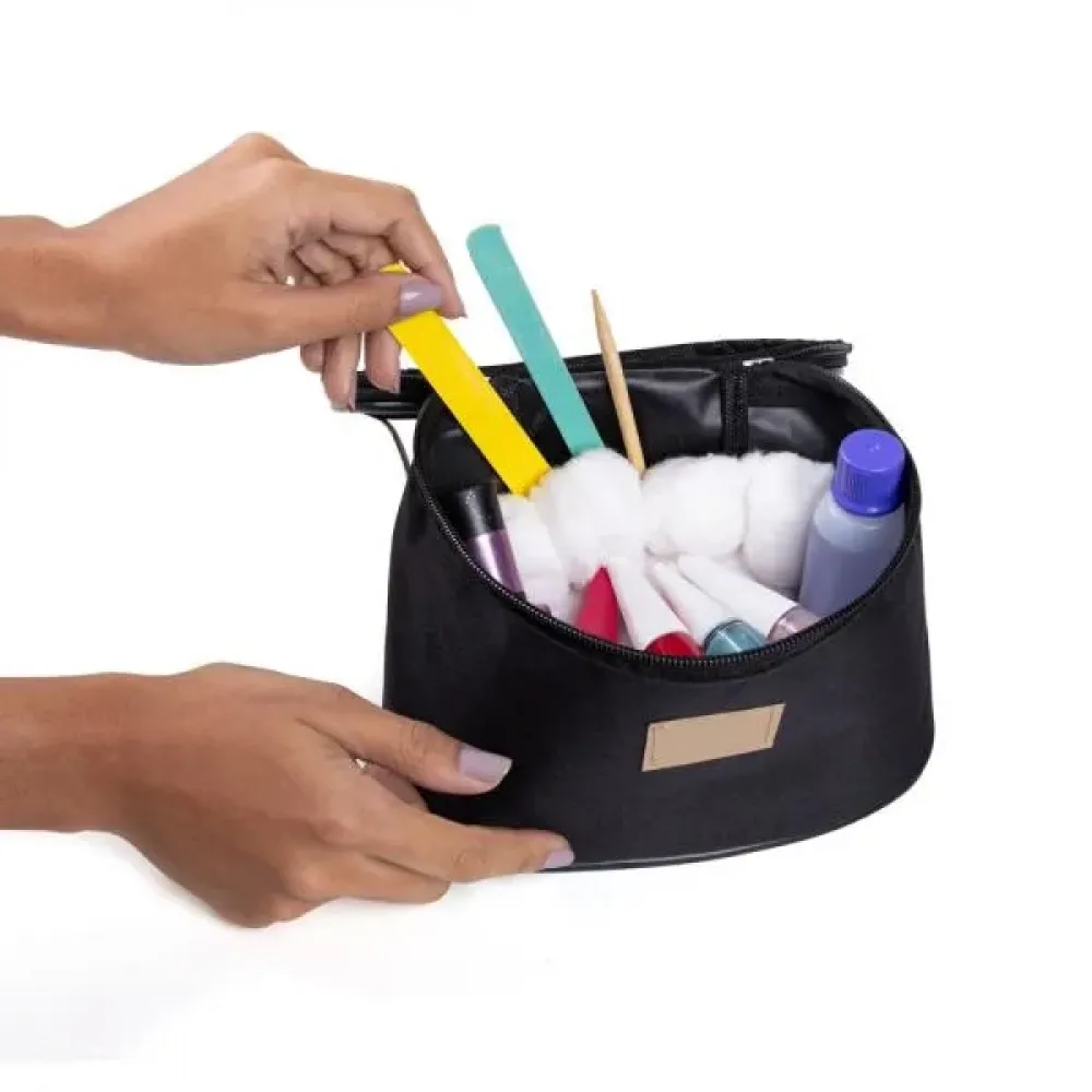 BOLSA DE COSMETICOS EM OXFORD/PVC - PRETO