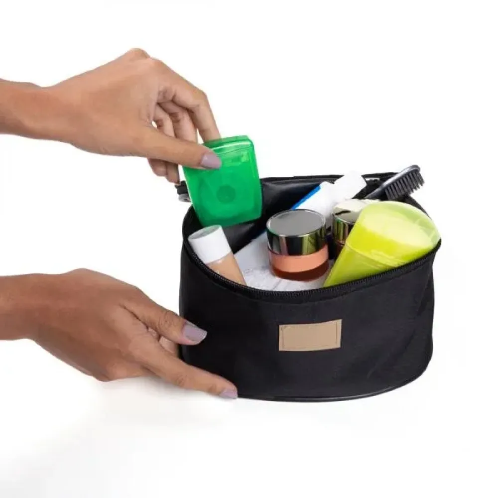 BOLSA DE COSMETICOS EM OXFORD/PVC - PRETO