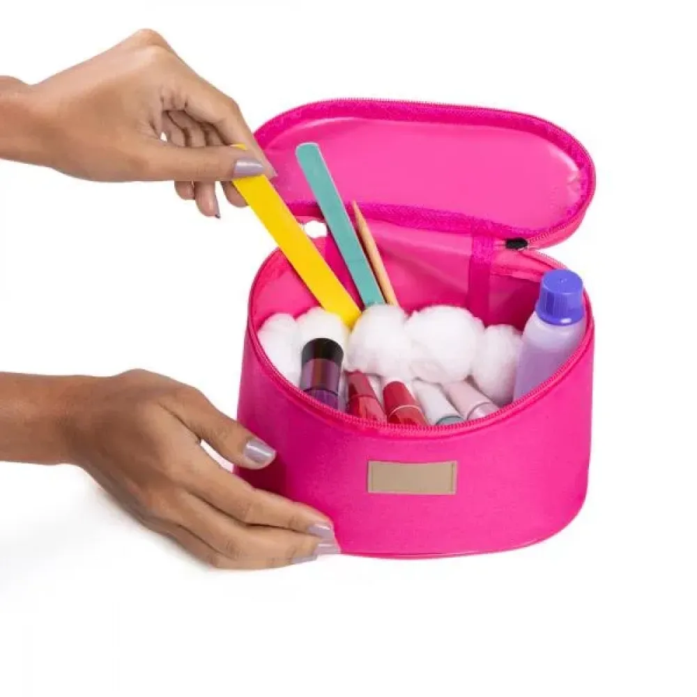 BOLSA DE COSMETICOS EM OXFORD/PVC - ROSA
