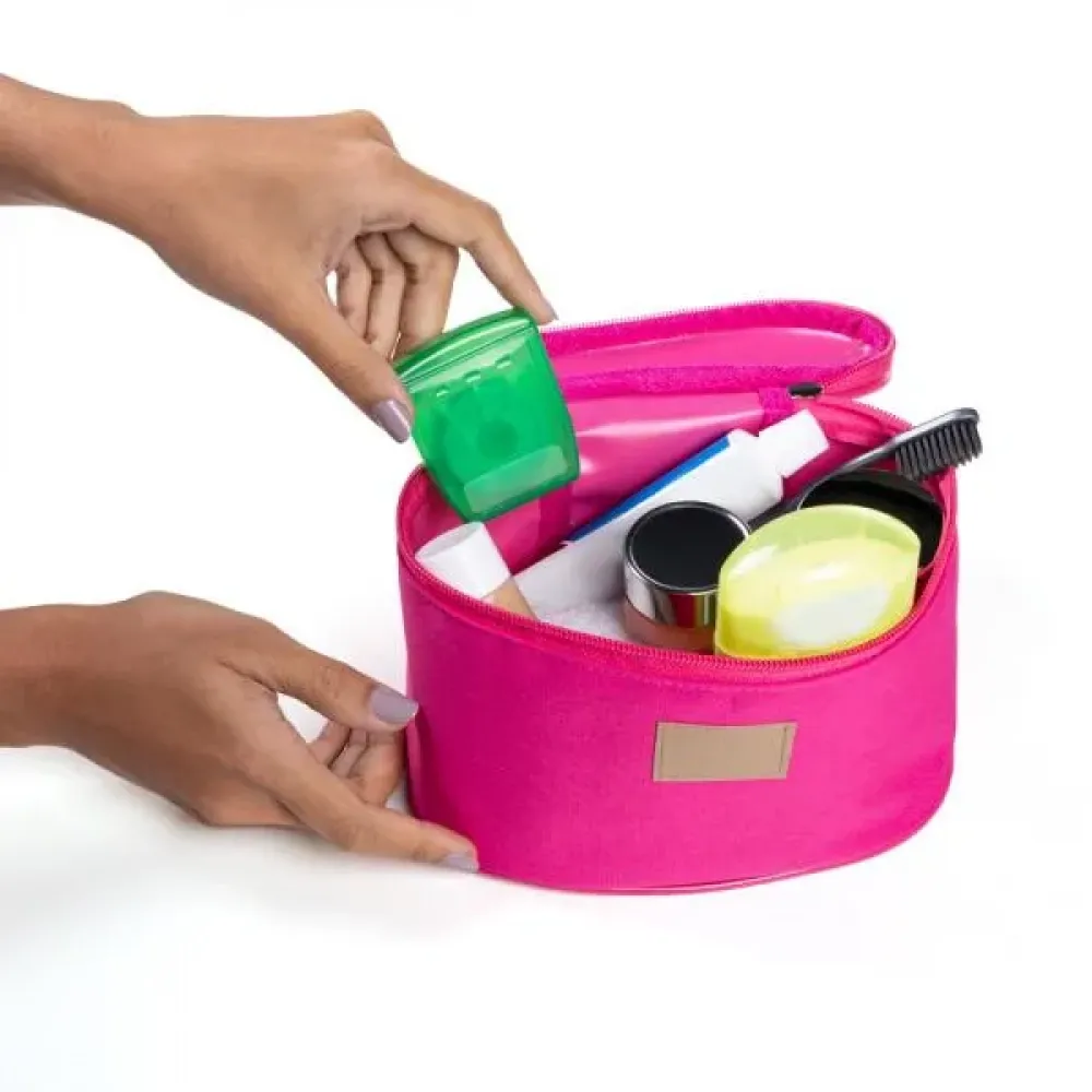 BOLSA DE COSMETICOS EM OXFORD/PVC - ROSA