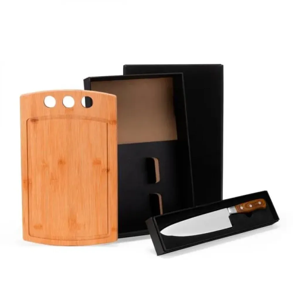 CONJ. PARA CHURRASCO PREMIUM EM BAMBU / MADEIRA / INOX - 2 PÇS