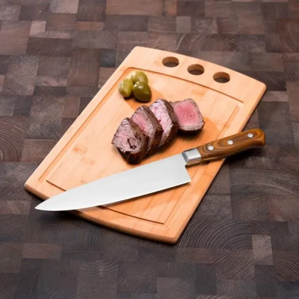 CONJ. PARA CHURRASCO PREMIUM EM BAMBU / MADEIRA / INOX - 2 PÇS