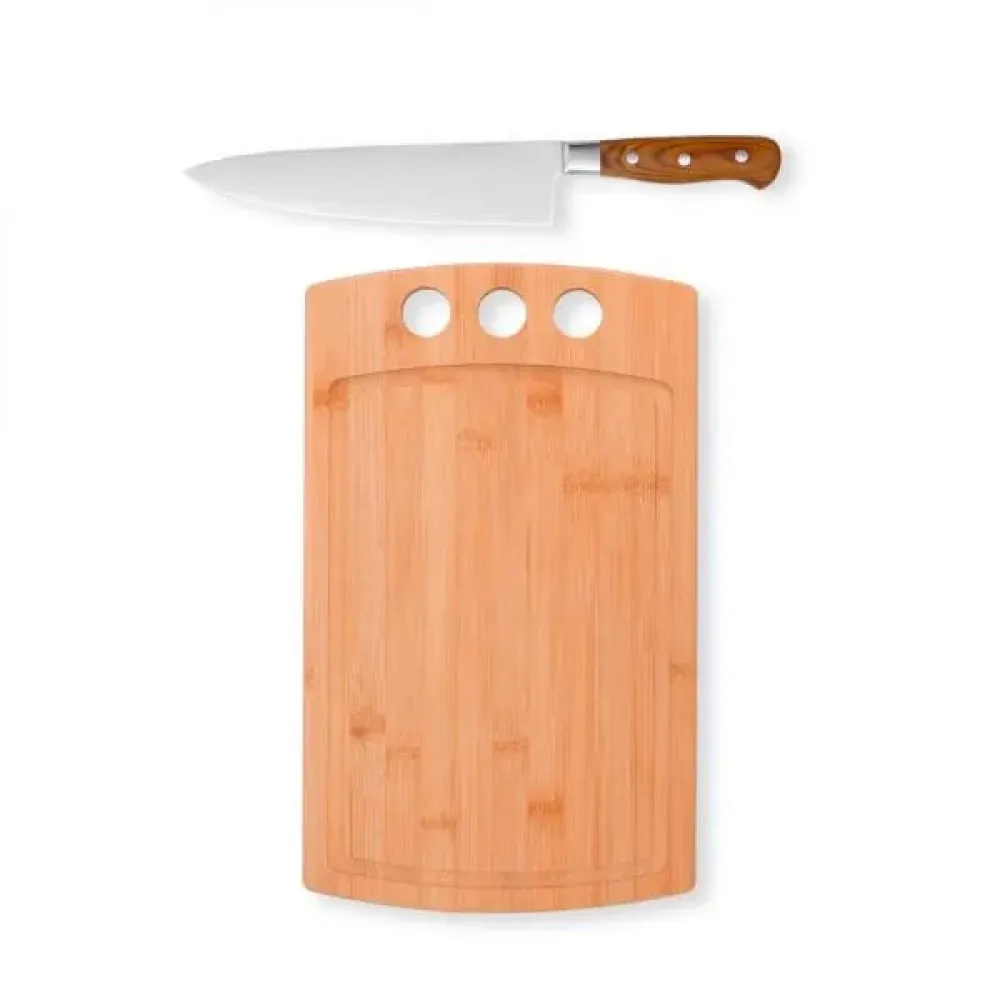 CONJ. PARA CHURRASCO PREMIUM EM BAMBU / MADEIRA / INOX - 2 PÇS