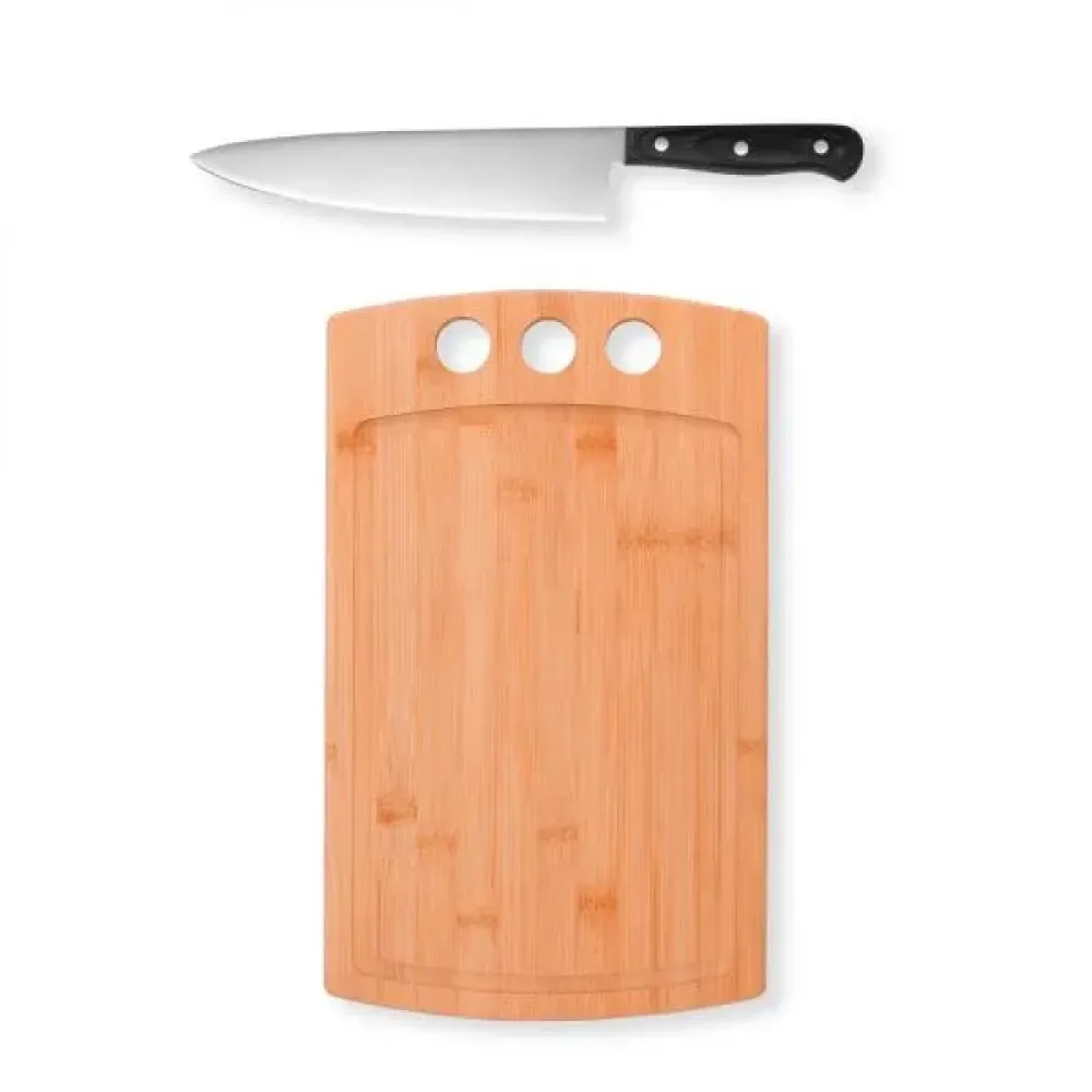CONJ. PARA CHURRASCO PREMIUM EM BAMBU / MADEIRA / INOX - 2 PÇS