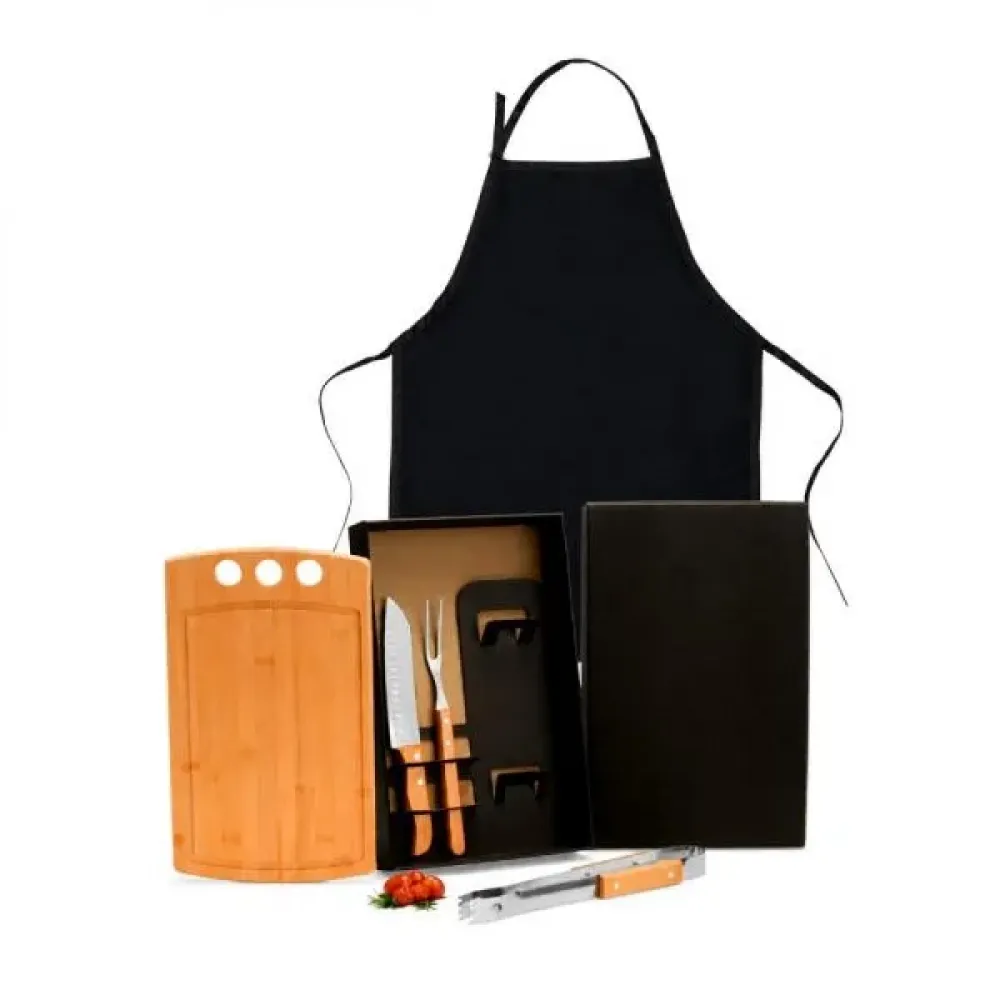 CONJ. PARA CHURRASCO COM AVENTAL - 5 PÇS