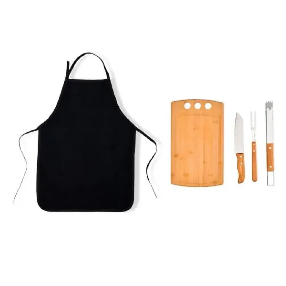 CONJ. PARA CHURRASCO COM AVENTAL - 5 PÇS