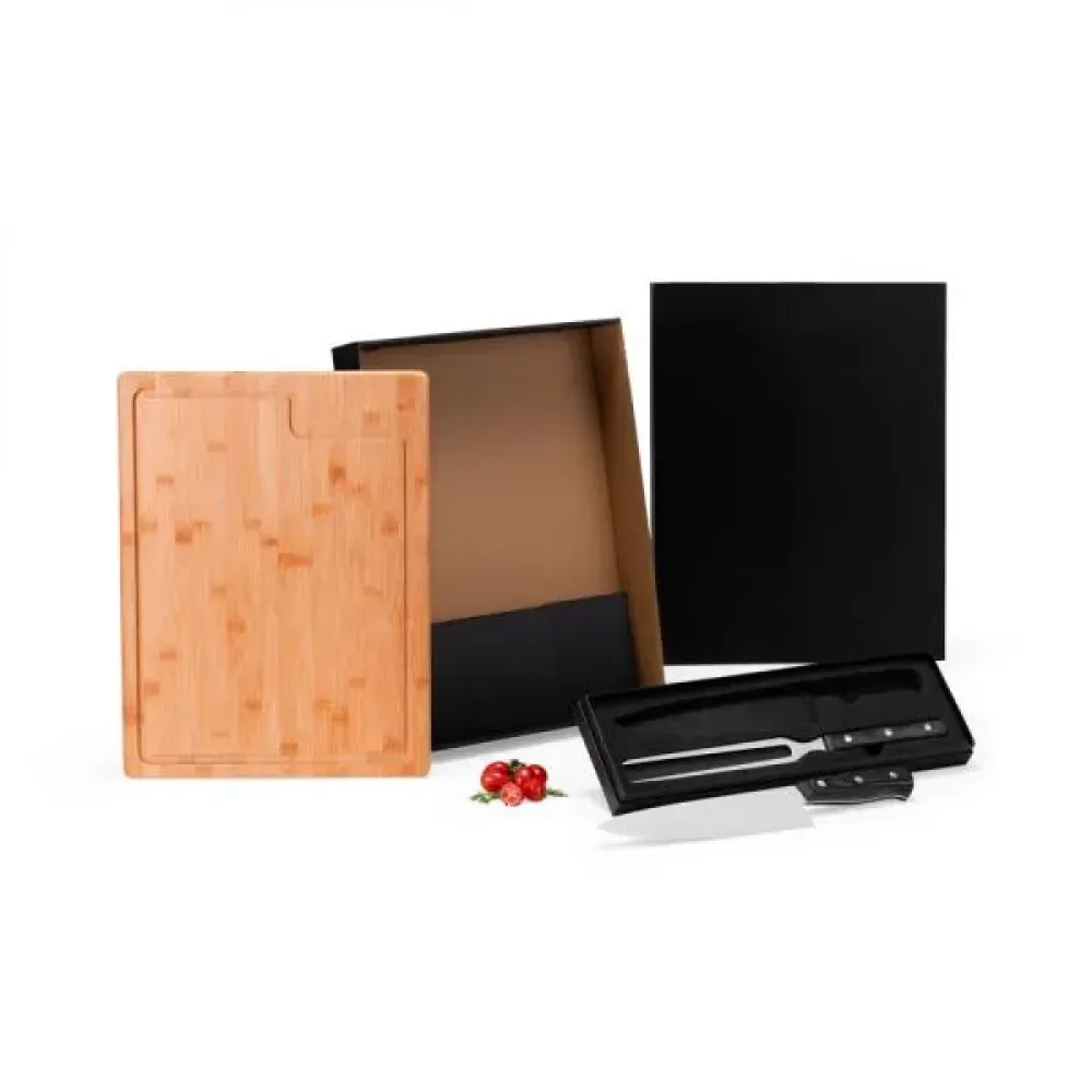 CONJ. PARA CHURRASCO PREMIUM EM BAMBU / MADEIRA / INOX - 3 PÇS-ME-39373