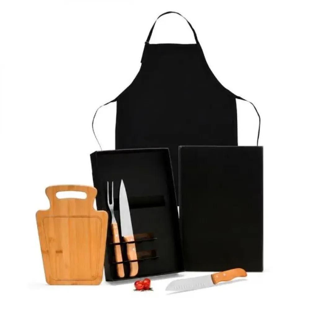 CONJ. PARA CHURRASCO COM AVENTAL - 5 PÇS